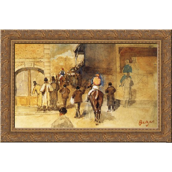 Exit from Weighing 24x18 Gold Ornate Wood Framed Canvas Art by Edgar Degas