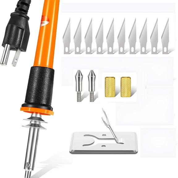 Exleaf Electric Hot Knife Cutter Tool, 30-Piece Heat Knife Kit with Adjustable Temperature, Multipurpose Stencil Cutter for Plastic, Wood, Leather, US Plug