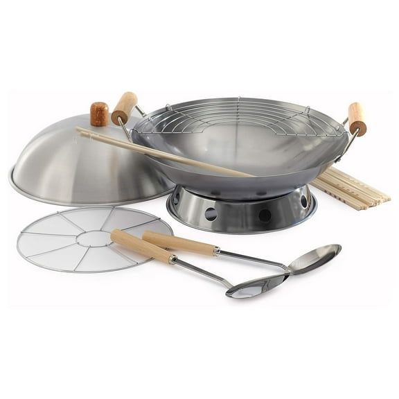 Exlonjet 10-Piece Wok Set, Silver, 14 inch