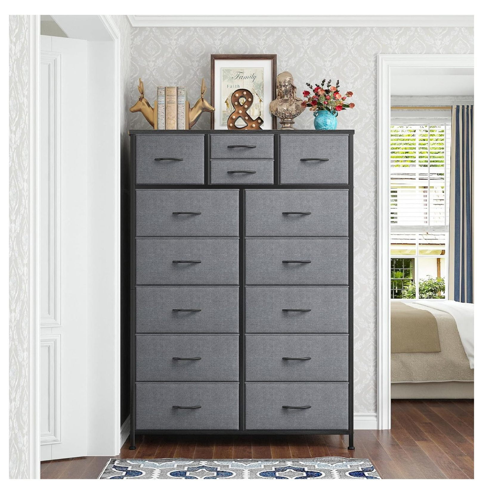 Exlonjet 14 Drawer Dresser, Tall Dressers & Chest of Drawers, Fabric ...
