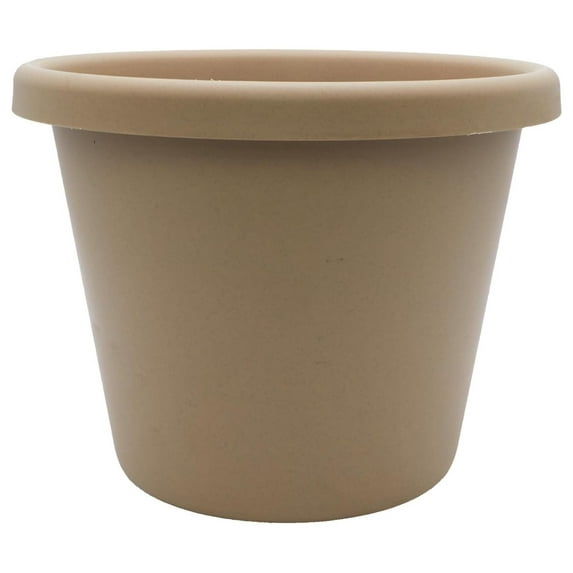 Exlonjet 14 Inch Round Classic Planter - Plastic Plant Pot for Indoor Outdoor Plants Flowers , Sandstone