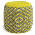 thumbnail image 1 of Exlonjet 18 Inch Boho Round Woven Outdoor/ Indoor Pouf in Grey and Yellow Recycled PET Polyester, For the Living Room, Bedroom and, 1 of 9
