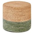 thumbnail image 1 of Exlonjet 18'' Ottoman Pouf, Natural Braided Poof, Rustic Handweave Lounge Pouffe, Boho Footrest Stool for Bedroom, Accent Table for Living Room (Natural Water Hyacinth + Green Corn Husk), 1 of 4