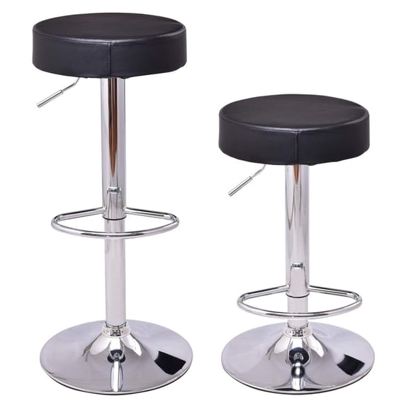 Exlonjet 2pcs Barstool, Adjustable Round High PU Swivel Seat Bar Stool
