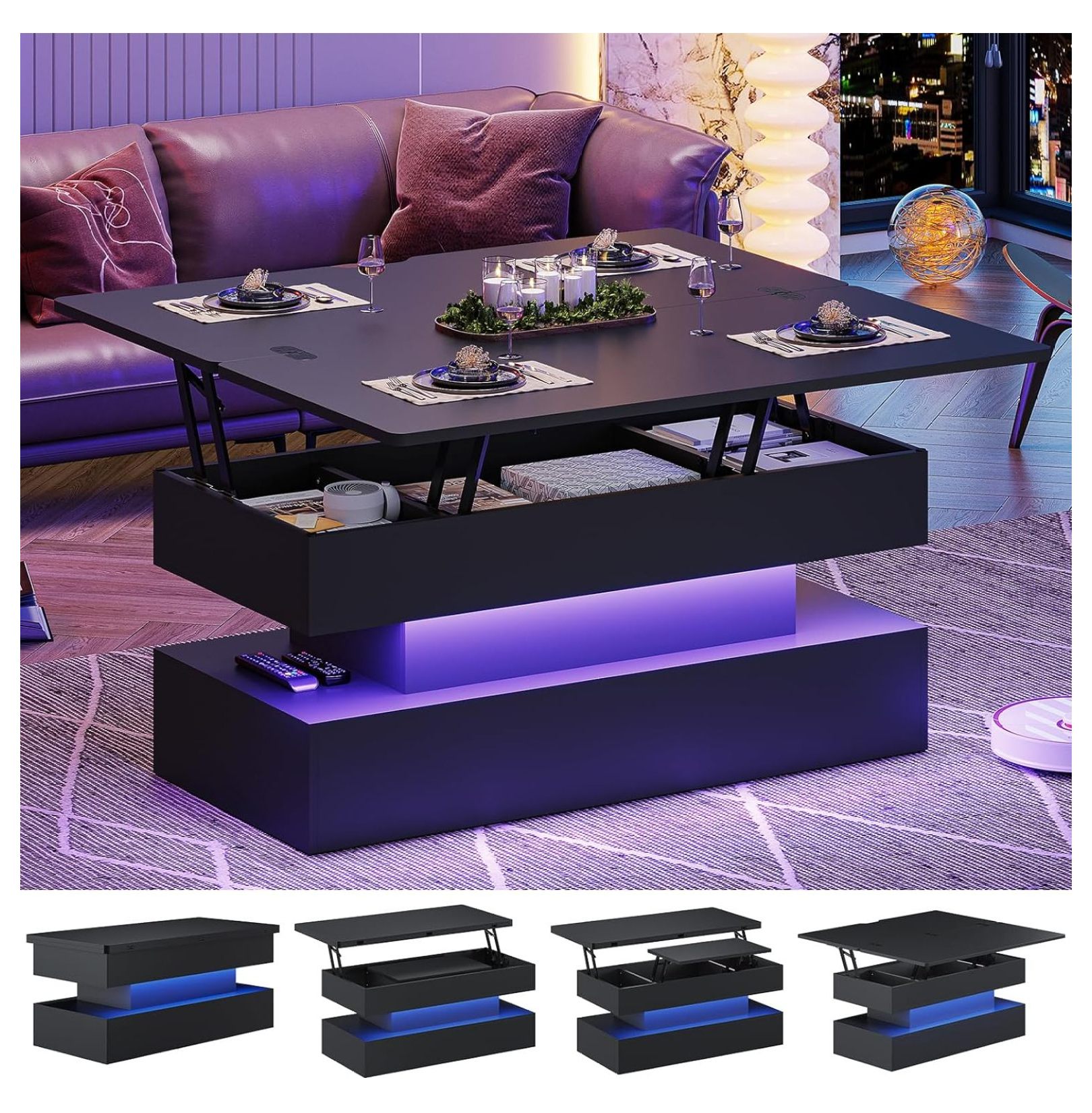 Exlonjet 40" Lift Top Coffee Table, 4 in 1 Coffee Table with Storage ...
