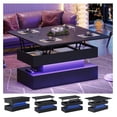 thumbnail image 1 of Exlonjet 40" Lift Top Coffee Table, 4 in 1 Coffee Table with Storage & LED Light, Small Coffee Tables for Living Room, Modern Coffee Table with Lifting Top for Dining Reception Room, Black, 1 of 7
