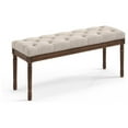 thumbnail image 1 of Exlonjet 44" Bedroom Bench, Vintage French Tufted End of Bed Bench, Upholstered Fabric Ottoman Bench with Carved Dark Brown Legs for Bedroom,Dining Bench Piano Stool for Living Room,Foyer, Linen, 1 of 7
