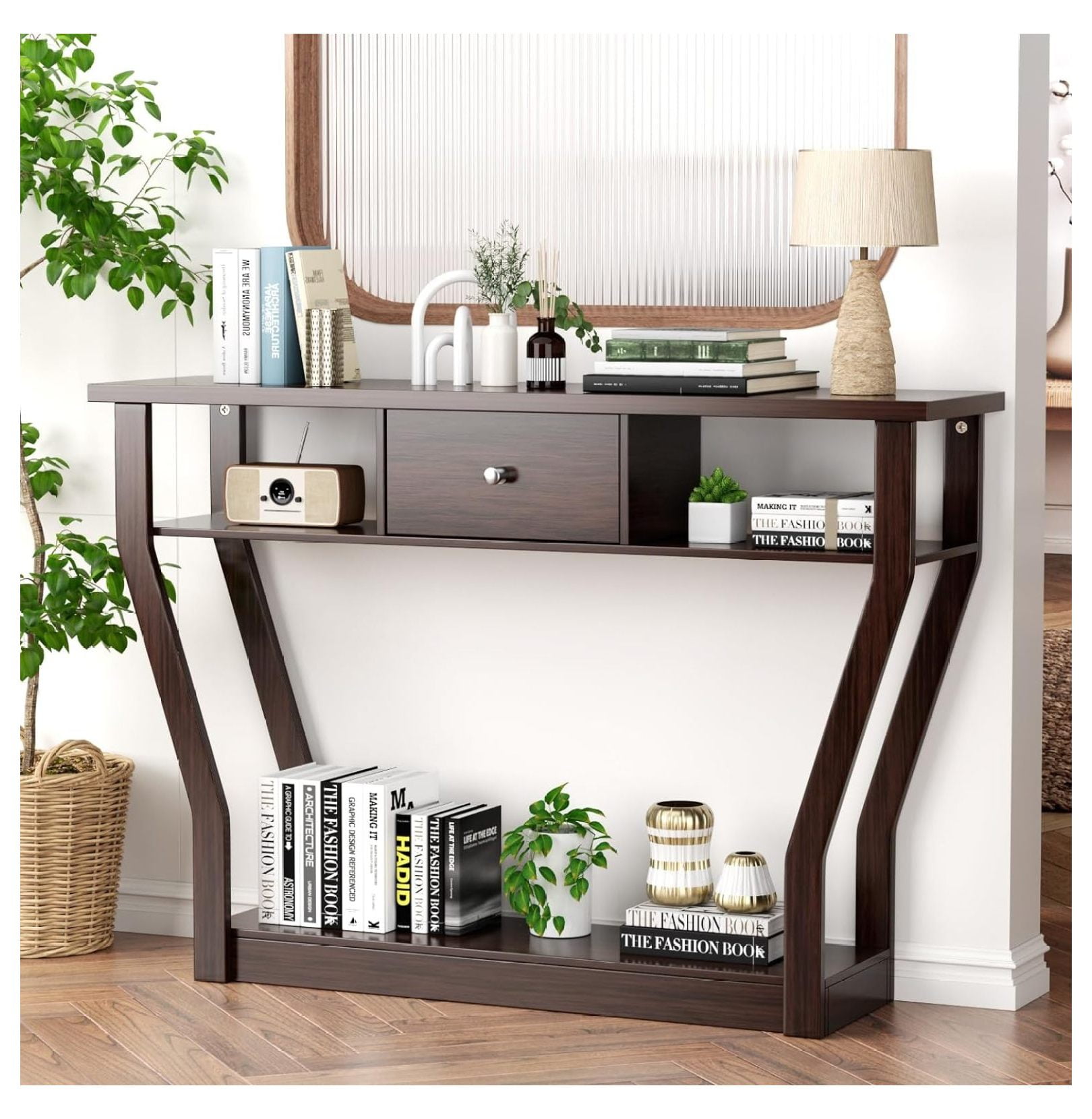 Exlonjet 47'' Console Table with Storage Drawer and Shelves, Narrow ...