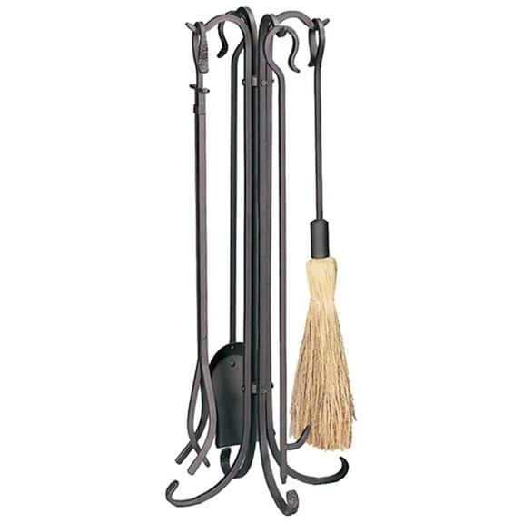 Exlonjet 5-Piece F-1648 Bronze Heavy Weight Rustic Fireplace Tools Set