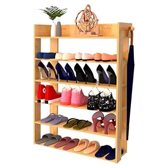 Exlonjet 6 Tiers Wood Shoe Rack Organizer Shoe Storage Cabinet (Maple)
