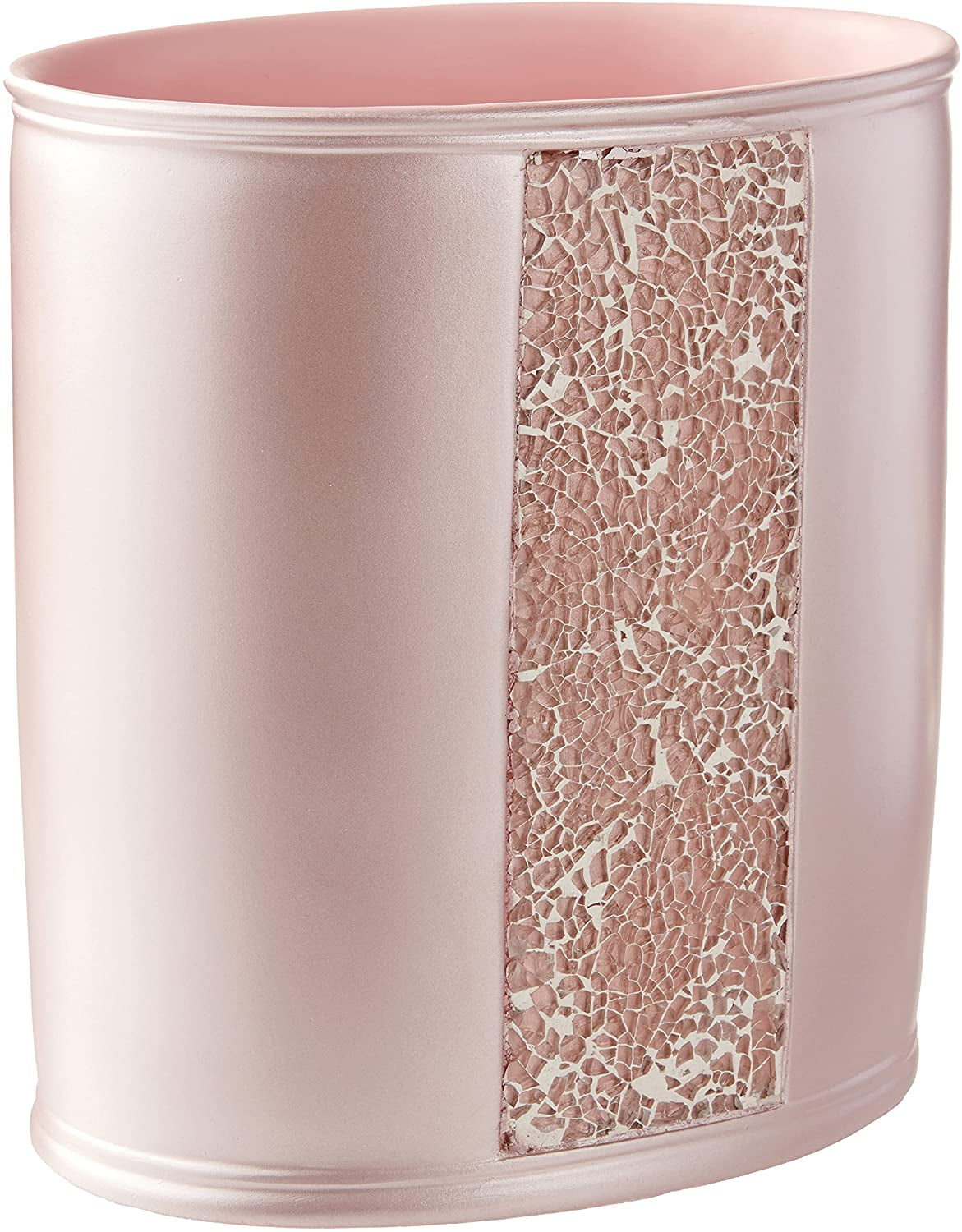 Blush Pink Resin Waste Basket with Mosaic Design