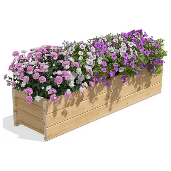 Exlonjet Cedar Wood Planter Box, 46" x 11" x 10" - Made in USA with North American Cedar
