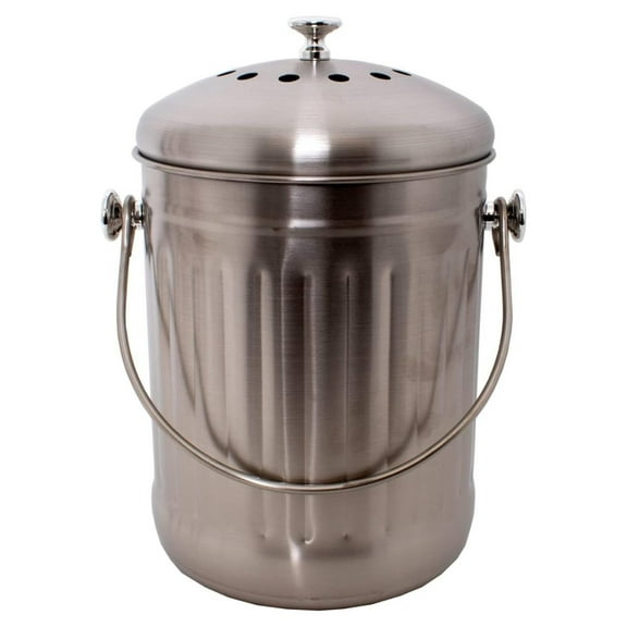 Exlonjet Countertop Compost Bin, Odorless Kitchen Composting Pail with Carbon Filters, Stainless Steel 1 Gallon Composter Bucket with Lid for Food Scraps and Waste Recycling