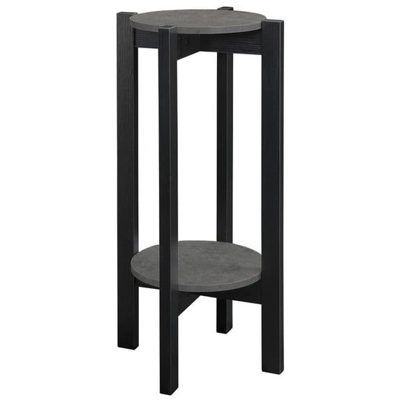Exlonjet Deluxe Plant Stand,wood Faux Cement / Black