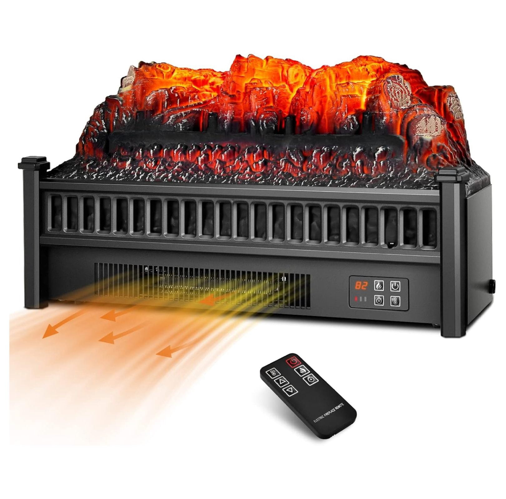 Exlonjet Electric Fireplace Log Heater with Control, 23-Inch Realistic ...