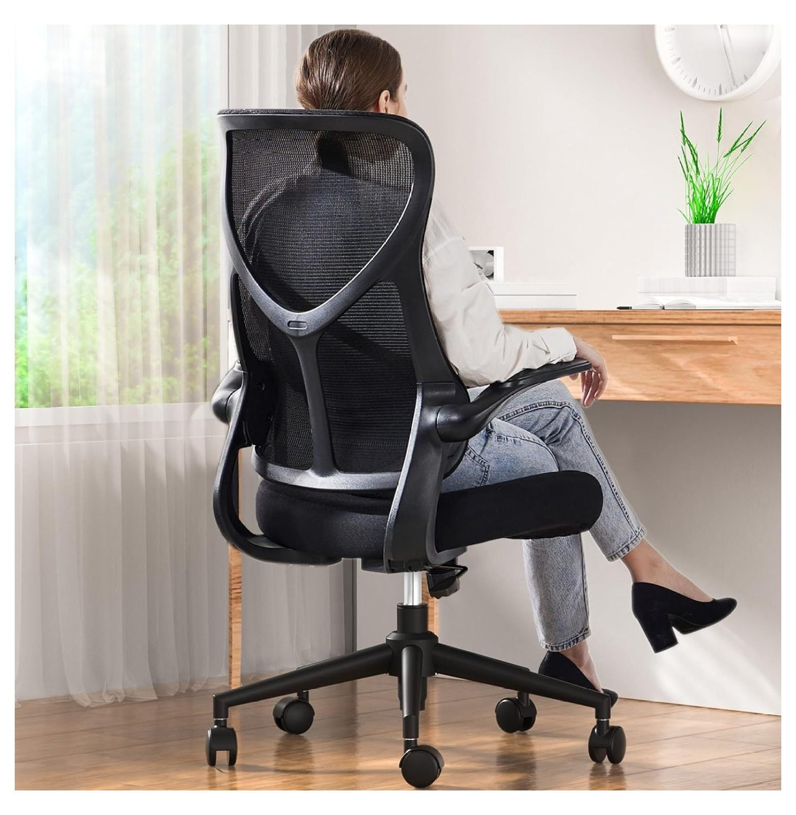 Exlonjet Ergonomic Office Desk Computer Chair, Comfy High Back Swivel ...