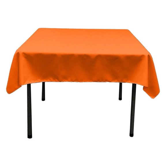 Exlonjet Fabric & Foam Inc, 54" x 54" Square Polyester Poplin Table Overlay, for 42" Square Small Coffee Table with 6" Drop (Orange)
