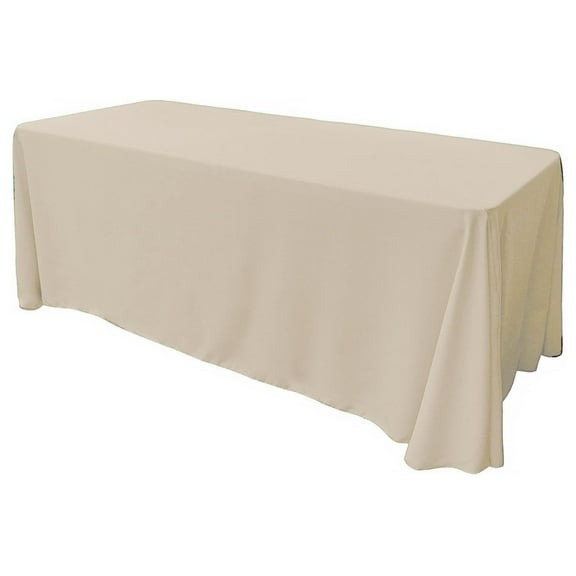 Exlonjet Fabric & Foam Inc, 90" Wide by 108" Long Rectangular Polyester Poplin Tablecloth, Rounded Corners, Seamless Design. (Beige)