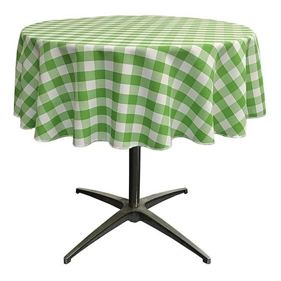 Exlonjet Fabric & Foam Inc Polyester Checkered Gingham Plaid 36" Round Tablecloth for 24" Round Small Coffee Table with 6" Drop (Lime Green)