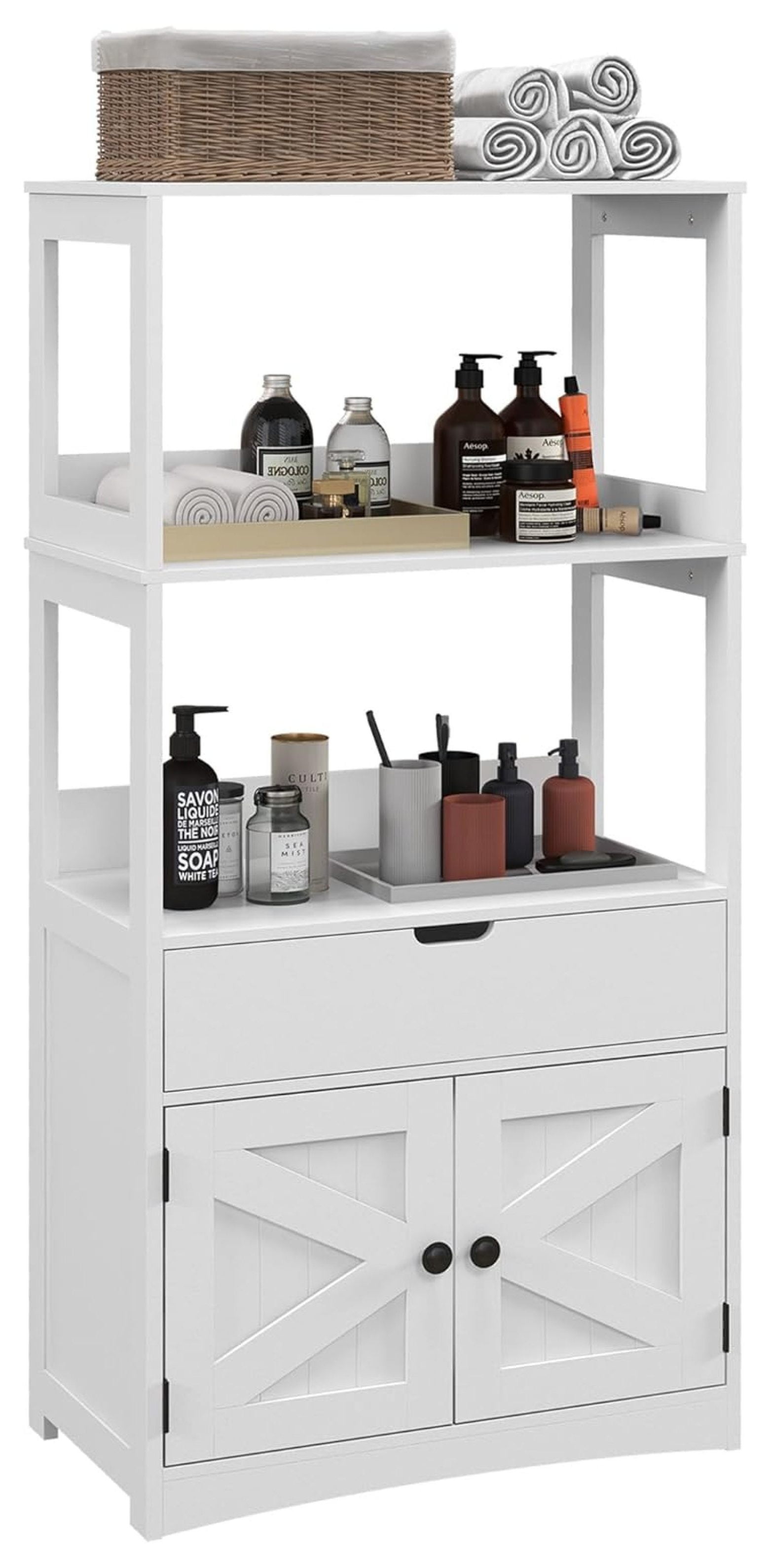 Exlonjet Farmhouse Bathroom Floor Cabinet, Linen Cabinet, Bathroom ...