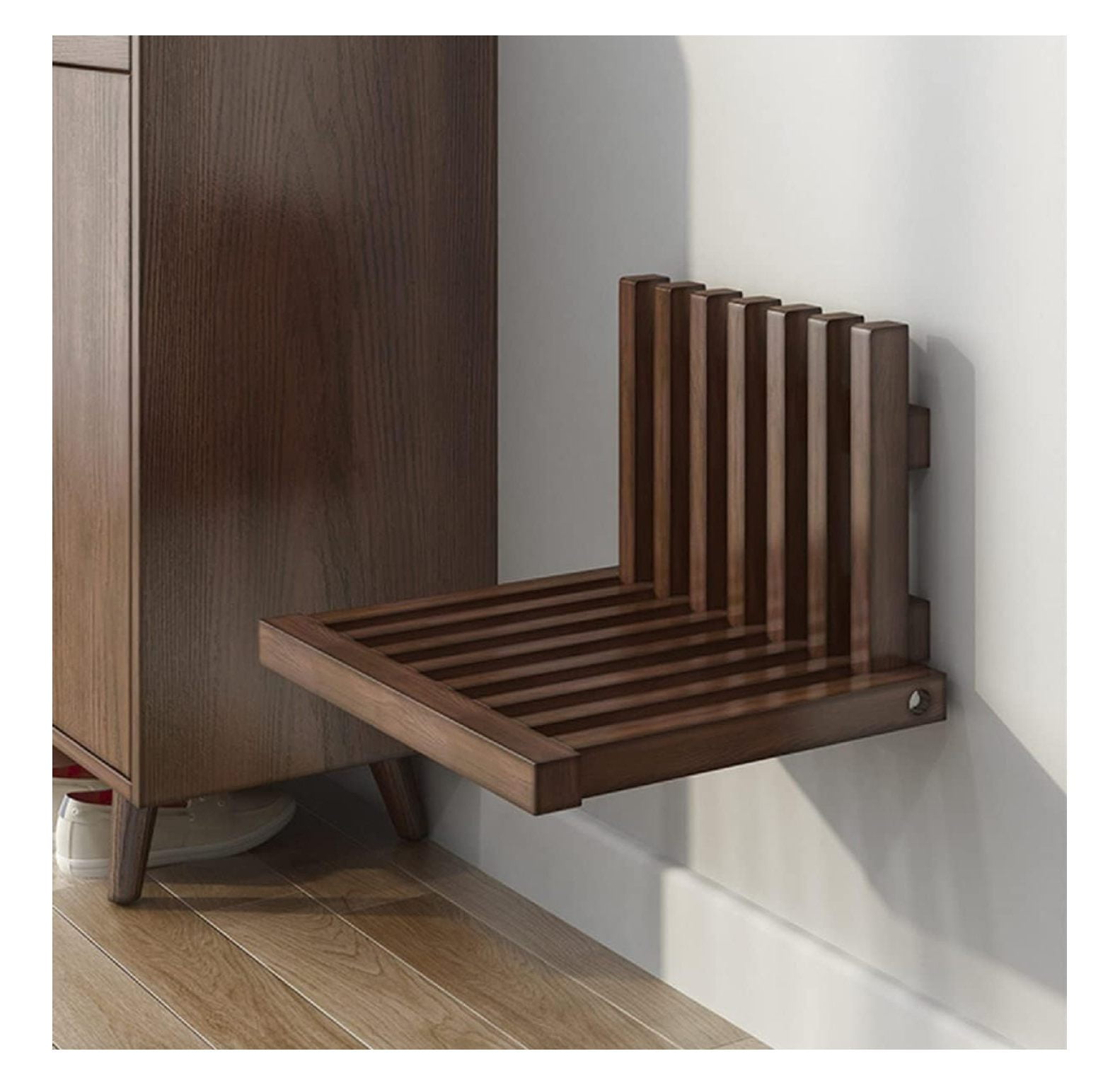 Exlonjet Folding Shower Seat Bench Wall Mounted, Foldable Bathroom ...
