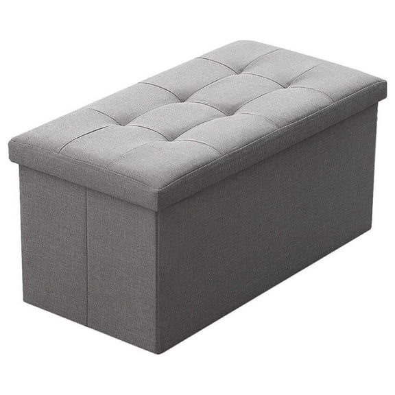 Exlonjet Folding Storage Ottoman Bench Cube Holds Up to 660lbs 30 inch Fabric Storage Chest with Memory Foam Seat Footrest Padded Upholstered Tufted for Bedroom BG364