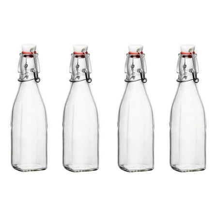 Exlonjet Glass 8.5 Ounce Swing Top Bottle, Set of 4