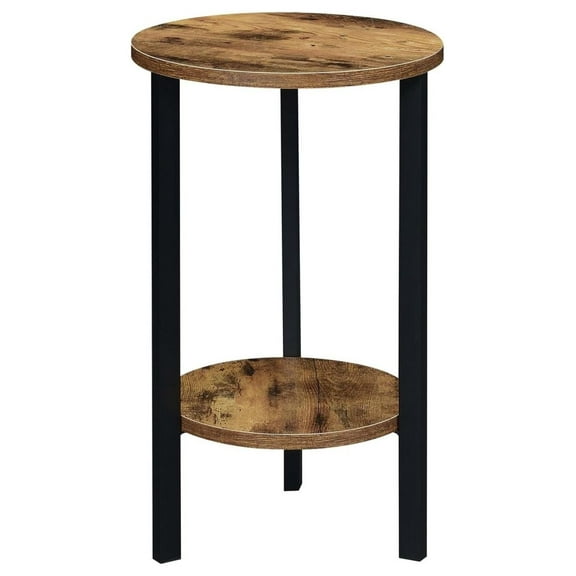 Exlonjet Graystone 2-Tier Plant Stand, 24", Barnwood/Black