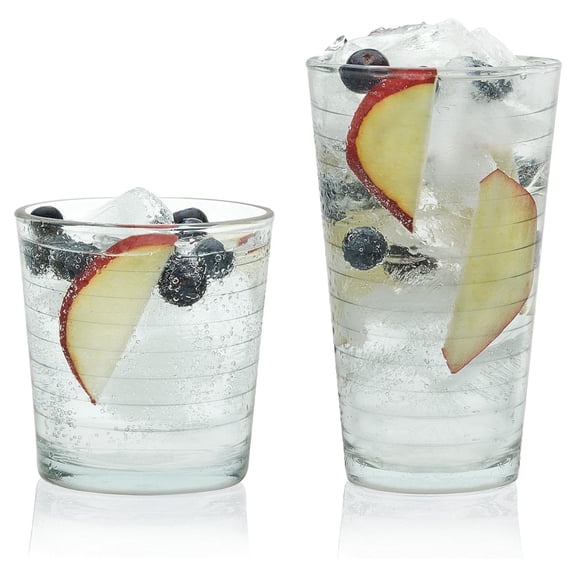 Exlonjet Hoops 16-Piece and Rocks Glass Set