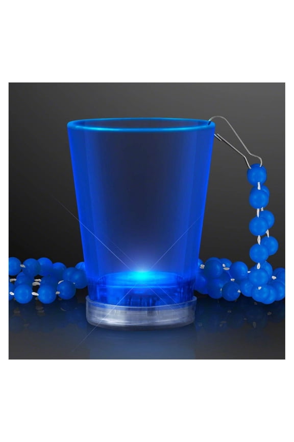 Light Up Blue Shot Glass on Party Bead Necklaces (Set of 4)