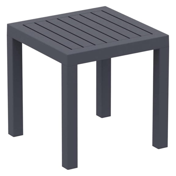 Exlonjet Ocean Square Resin Patio Side Table in Dark Gray, Grade