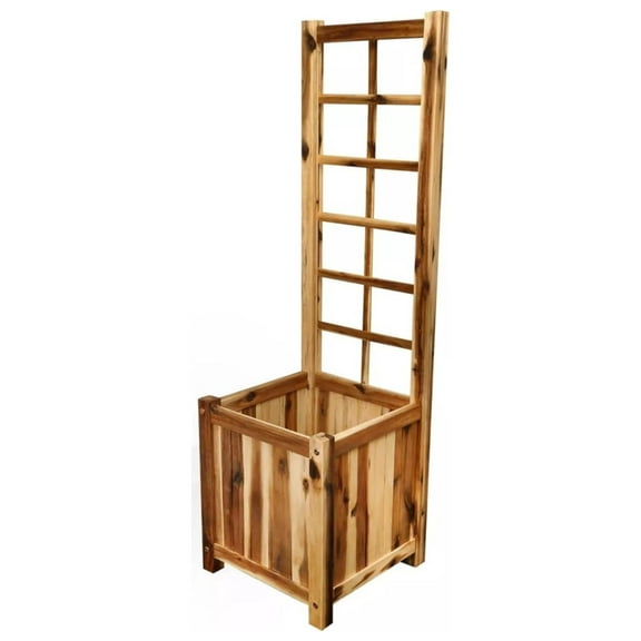 Exlonjet Outdoor Square Acacia Wood Trellis Planter, 14in x 45.5in