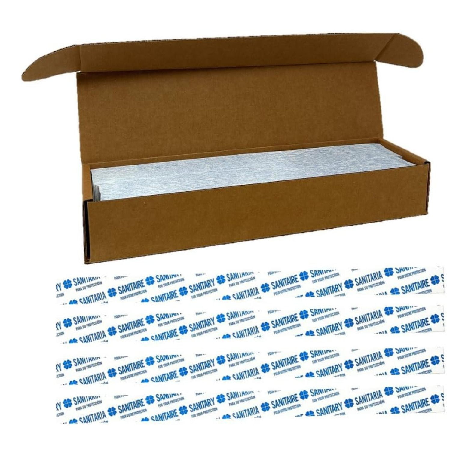 Exlonjet Printed Toilet Seat Band, Blue/White, 17" Long x 1 1/4" Wide, Pack of 1000