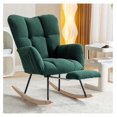 thumbnail image 1 of Exlonjet Rocking Chair with Foot Rest, Comfy Teddy Upholstered Nursery Glider Chair with High Back Side Pocket, Accent Rocker Arm Chair Lounge Chair for Living Room Bedroom (Green), 1 of 8
