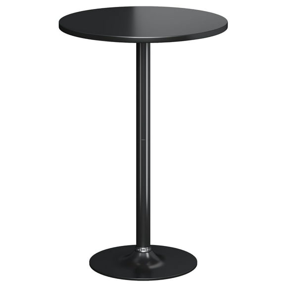 Exlonjet Round Bistro Pub Table Modern Metal Base MDF Top Cocktail Bar Table Counter Bar Height for Pub, Dining Room, Party (Black)