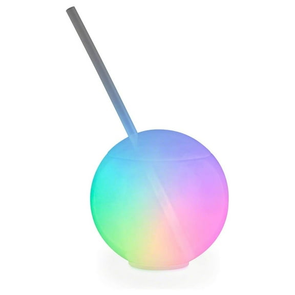 Exlonjet Set of 6 Glow Light Up Cups with Straw, LED Drinking Glasses