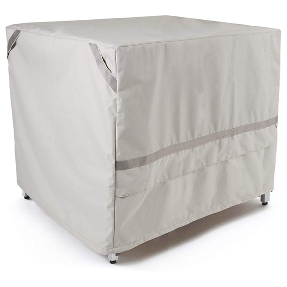 Exlonjet Square Dining Table Cover - Premium Polyester, Weather Resistant, Drawcord , Patio Table Covers, 38W x 38D x 30H, Stone38W x 38D x 30H Prestige Stone Heavy Duty Fade Resistant Polyester