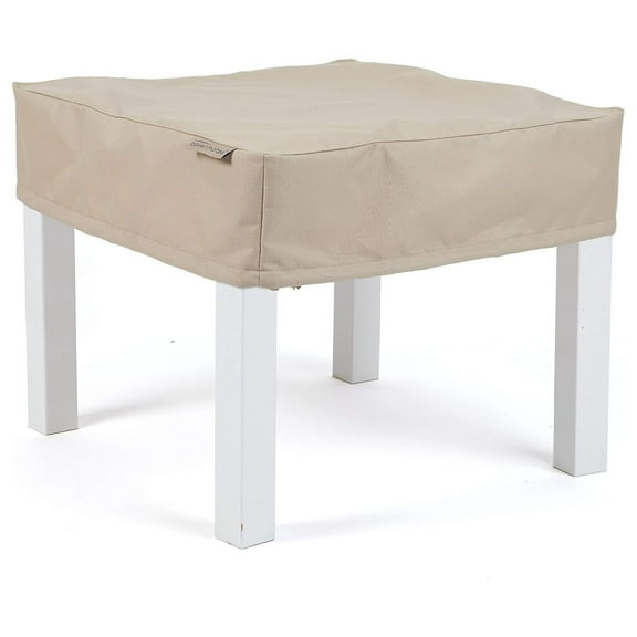 Exlonjet Square Table Top Cover - Heavy-Duty Polyester, Weather Resistant, Drawcord , Middle Buckle Strap, Patio Table Covers, Table Top 42W x 42D x 6H, Ripstop Tan