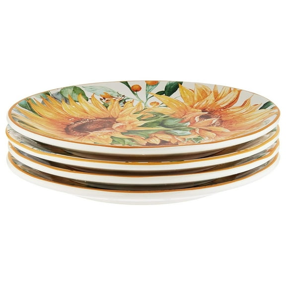 Exlonjet Sunflower Fields 9" Salad/Dessert Plates, Multi Colored, Medium, Set of 4