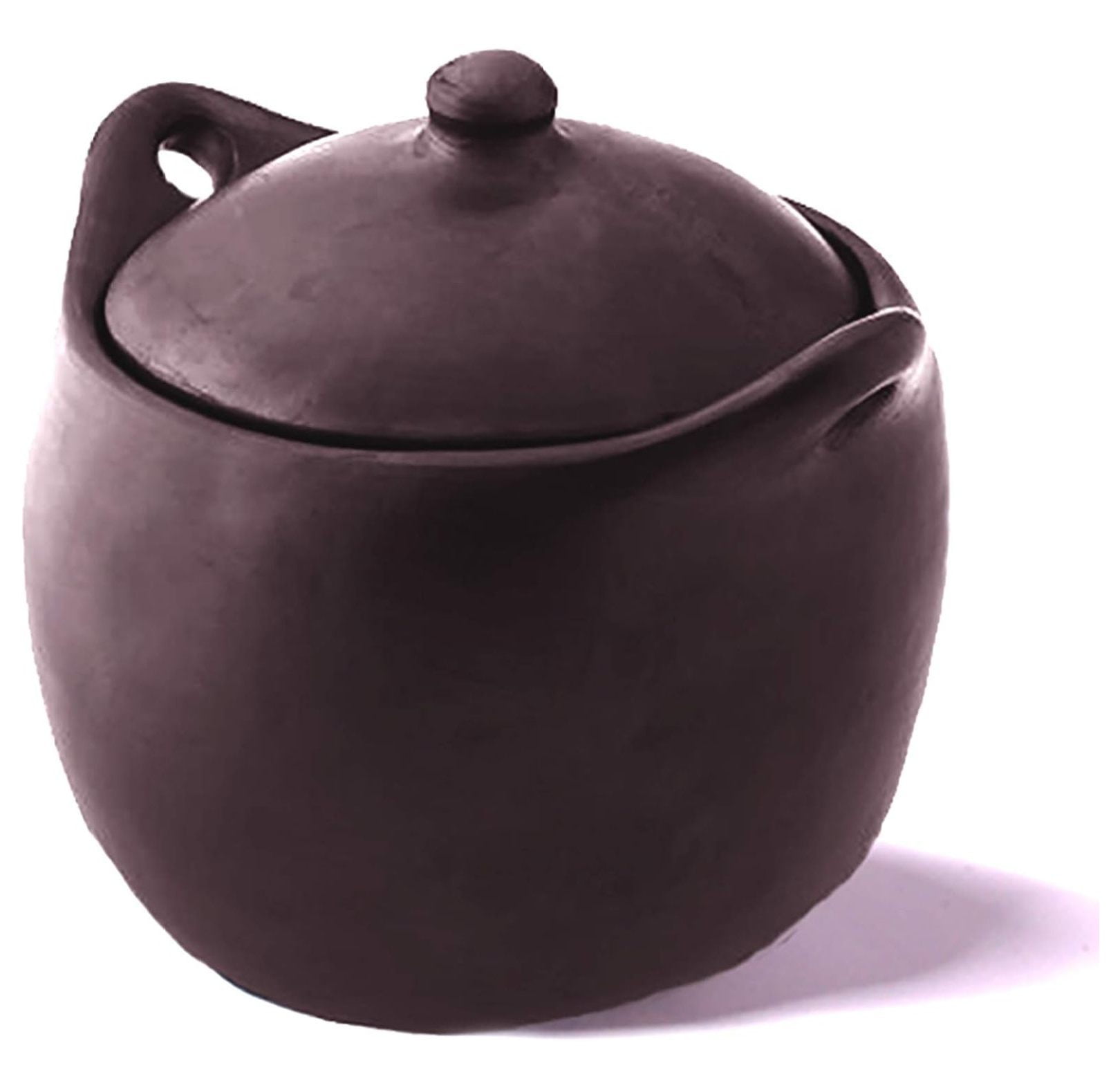 Tall Black Clay Stew Pot with Lid, 4 Quarts