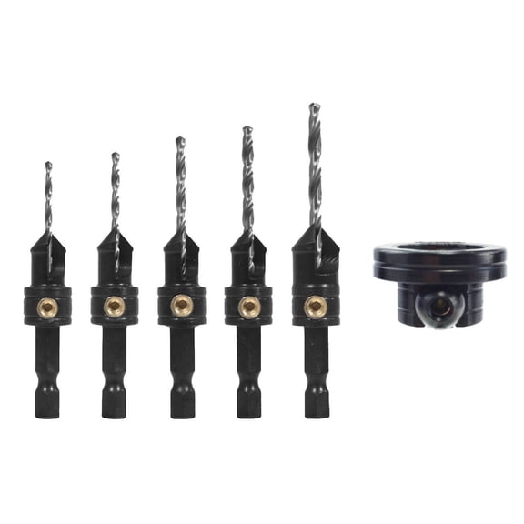 Exlonjet Tools Quick-Change 5-Pc. Countersink Drill Bit Set with Rotating Depth Stop