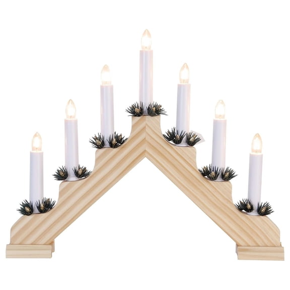 Exlonjet Trading 28610-12" x 14.5" 7 Light Electric Natural Wooden Ada Swedish Candelabra/Candlestick