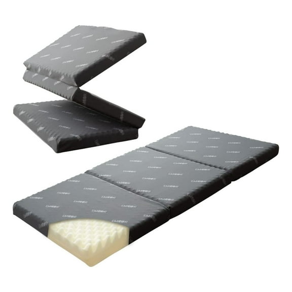 Exlonjet Tri-Fold Mattress START (76.76x38x3in) 180N, High Resistance Egg Crate, Washable Cover, Gray, Minimalist,