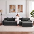 thumbnail image 1 of Exnote 108'' Modular Boneless Sofa,Sectional Couch for Living Room, Tufted Oversized L Shape Deep Seat Sectional Sofa with Ottoman & 3 Throw Pillows, Corduroy Cloud Couch, Dark Gray, 1 of 9