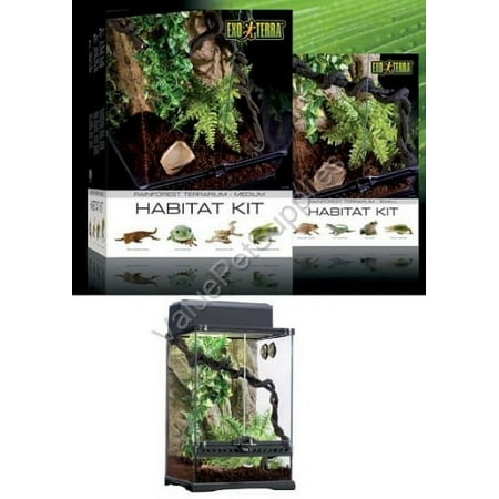 Exo Terra Rainforest Habitat Kit (Medium Glass Terrarium 18x18x24)