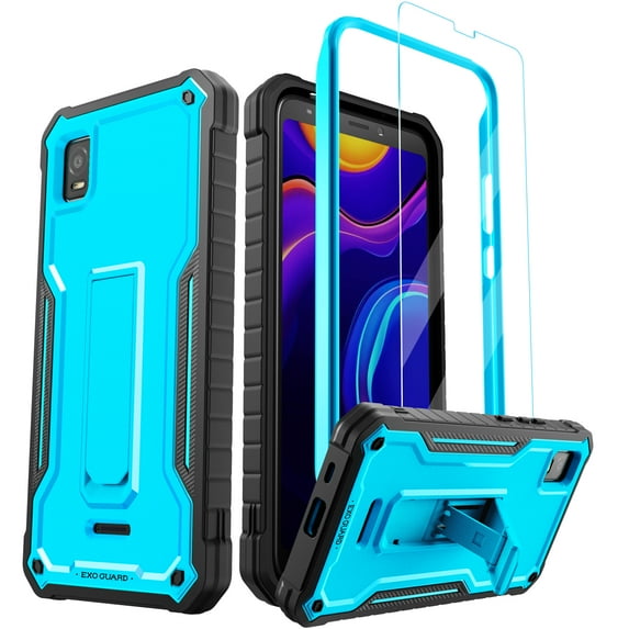 ExoGuard For Cricket Vision Plus Case, Phone Case with Screen Protector and Kickstand (Blue)