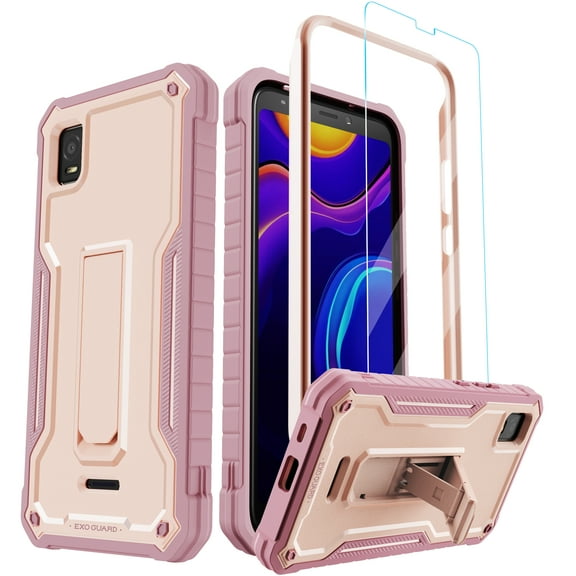 ExoGuard For Cricket Vision Plus Case, Phone Case with Screen Protector and Kickstand (Pink)