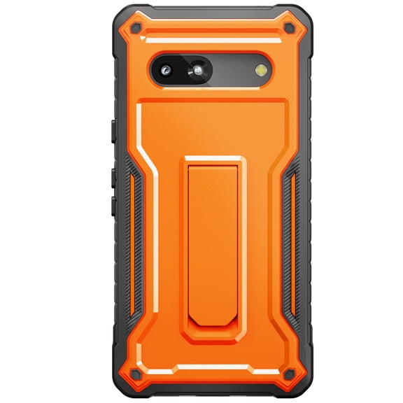 ExoGuard For  Google Pixel 7A Case, Rubber Shockproof Full-Body Phone Case with Kickstand (Orange)