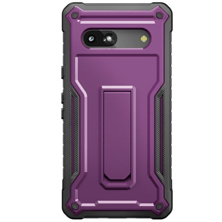 ExoGuard For Google Pixel 7A Case, Rubber Shockproof Full-Body Phone Case with Kickstand (Purple)