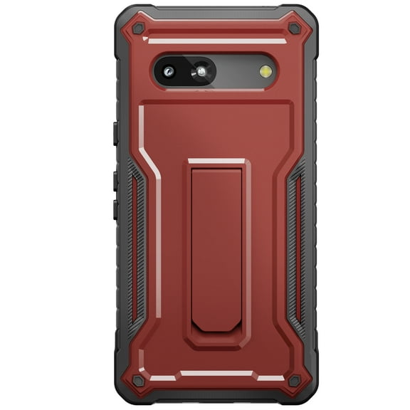 ExoGuard For  Google Pixel 7A Case, Rubber Shockproof Full-Body Phone Case with Kickstand (Red)